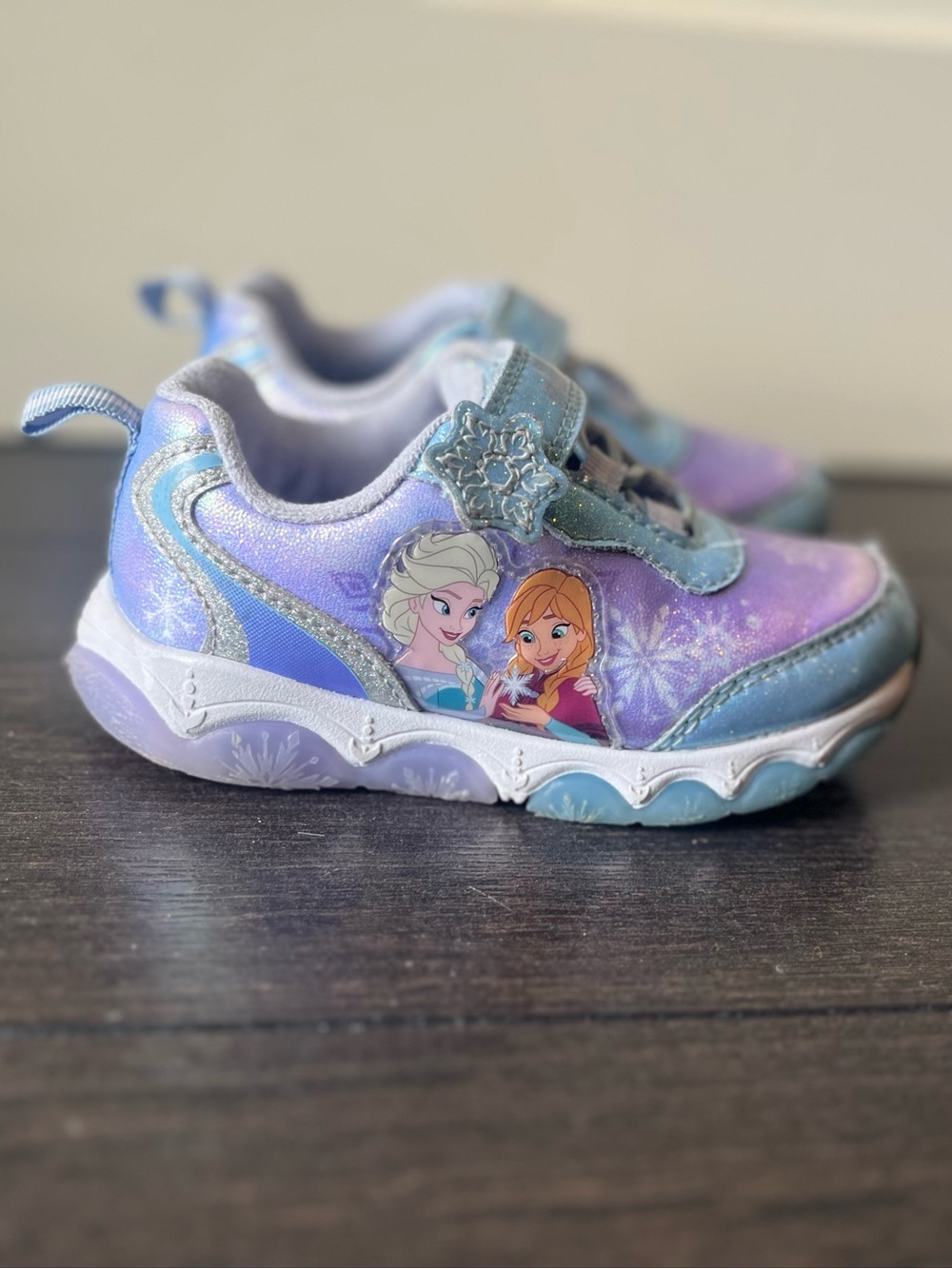 Kids Disney Frozen - Purple & Blue Light-Up Sneakers with Elsa & Anna